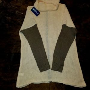 DOUBLJU Beige tunic/dress long sleeve~turtle neck